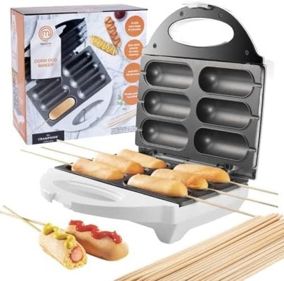 MasterChef Corn Dog Maker w 50 Skewers Electric Nonstick Kitchen Baker & Recipe