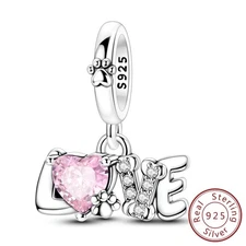 MULA European 925 Sterling Silver DIY Charm LOVE Dog Pendant For Women Bracelet