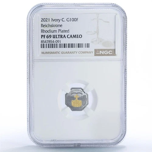 Ivory Coast 100 francs Reichskrone Imperial Crown Gilt PF 69 NGC gold coin 2021