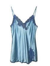 Victoria's Secret Blue Satin Lace Chemise Slip Nightgown Y2K Medium 2003