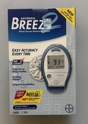 Bayer Ascensia BREEZE 2 Blood Glucose Monitoring System Meter | NEW