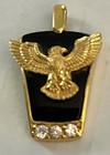 Vtg Rhinestone eagle, black onyx, 3 zirconia, 1” — photo 1