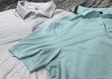 2 Peter Millar Polo Shirt Men's Large Performance Short Sleeve Skulls