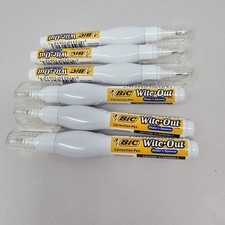 6 x WiTE OUT Correction PEN SHAKE and SQUEEZE WhiteOut WHITE liquid paper BIC
