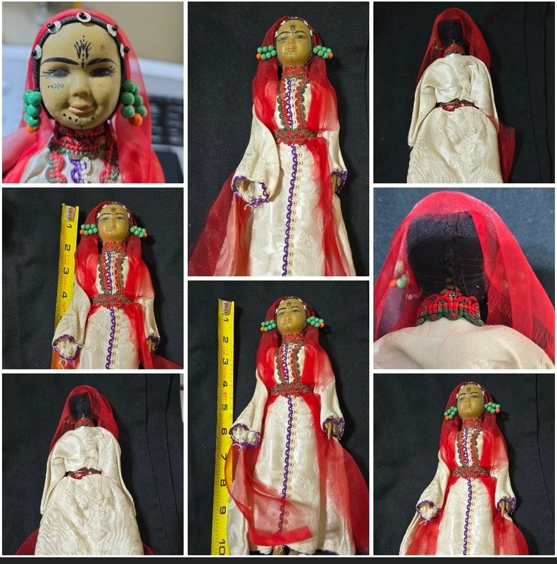 Vintage, handcrafted South Asian doll from Pakistan or India