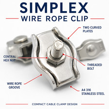 Stainless Steel A4 316 Simplex Wire Rope Clips 2mm-8mm Cable Clamps