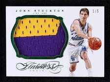 2013-14 Panini Flawless Patch Emerald 1/5 John Stockton #72 Patch HOF 1j6