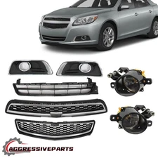 Front Grille Set&Foglights W/Bezels Combo 7pcs For Chevrolet Malibu 2013