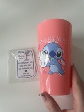 pink kids cup plastic stitch disney brand new handmade