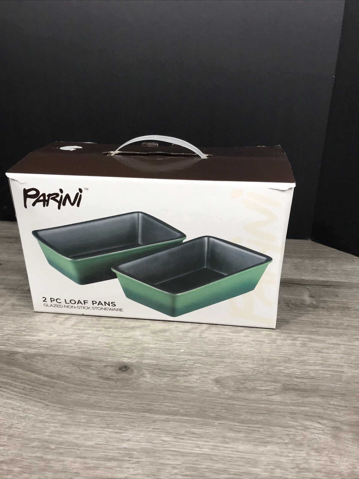 Parini Glazed Non-stick Bread Loaf Pan Stoneware Ombre Green Set Of 2