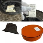 Authentic Hermès Paris Herringbone Wool Bucket Hat Brown Black Sz 59 Made France — photo 4