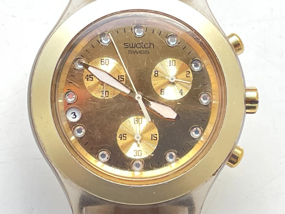 Швейцарские часы с хронографом Swatch SVCK4032G Irony Diaphane прозрачные золотистые 43 мм - Изображение 2 из 4