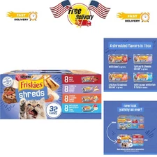 Savory Shreds Wet Cat Food - Variety Pack with Real Meat & Essential Nutrients