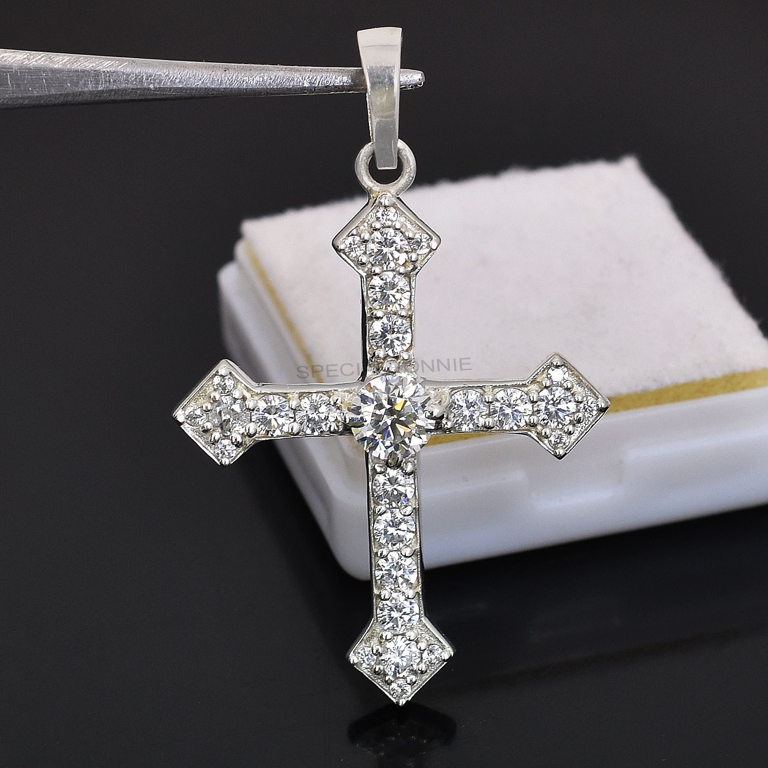 2.20 Ct Certified Diamond Unisex Cross Pendant ! FREE Diamond studs!