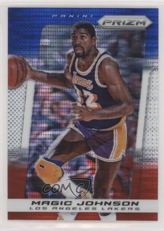 2013-14 Panini Prizm Blue White & Red Pulsar Prizm Magic Johnson #76 HOF