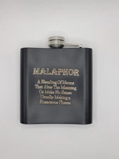 Unbranded 6oz Funny stainless steel hip flask, Vocabulary Lesson. Laser engraved
