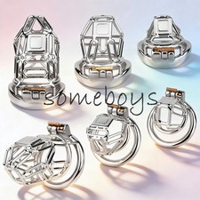 Metal Chastity Cage Hollow Lock Key Release Anti-Cheating Male Bondage Device