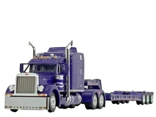 1/64 DCP PURPLE PETERBILT 379 W/ 63" MID ROOF SLEEPER & TALBERT LOWBOY