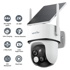 Wansview 2K Dual-Cam Solar Security Camera WiFi Wireless Outdoor Human Detection