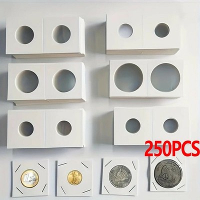 2x2 Mylar Flips (250 Pcs) - Heavy-Duty Cardboard for Coin Organization