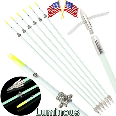 3/6pcs 36'' Archery Fishing Arrow Solid Fiberglass Blade Broadhead Bowfishing US