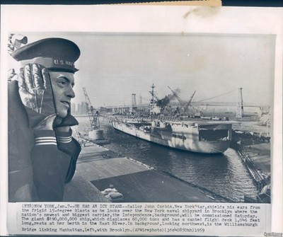 1959 Brooklyn New York Uss Independence Naval Shipyard Wirephoto 8x10