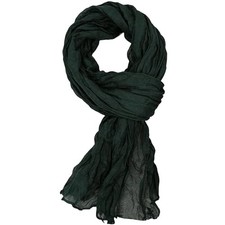 Women's Lightweight Spring Shawl Scarf Crinkle Cotton 35 70 inches Dark Green