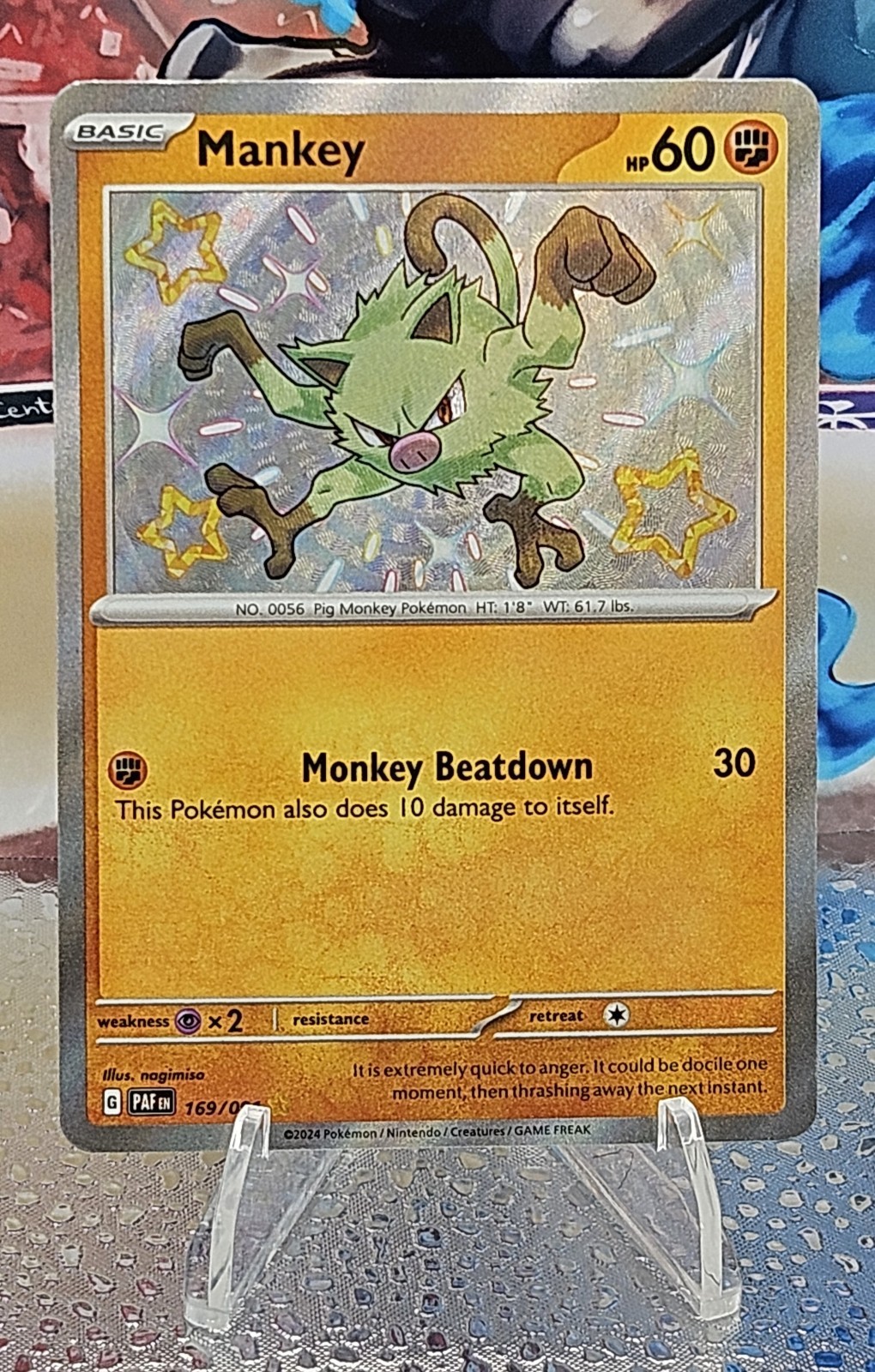 Mankey 169/091 Shiny Rare Paldean Fates Pokemon NM CU