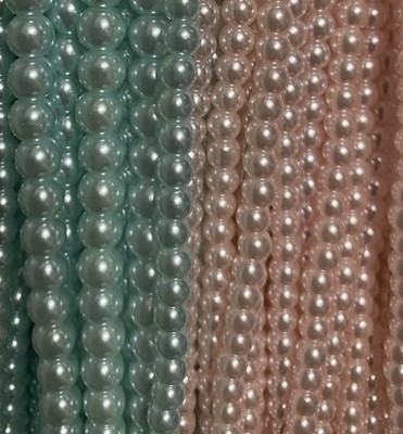 Pangaeawalker A String Runde Glasperlen Perlen 6 & 8 mm Babyblau, Babyrosa