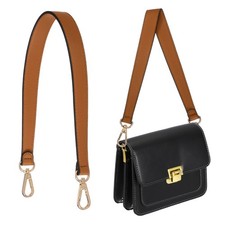 Leather Purse Strap Replacement Crossbody, 19 Inch Bag Strap, Brown/Gold