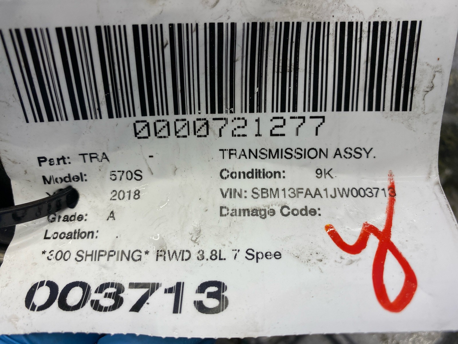 2016-2021 Mclaren 570s 3.8L 7 Speed DCT SSG Dual Clutch Automatic Transmission