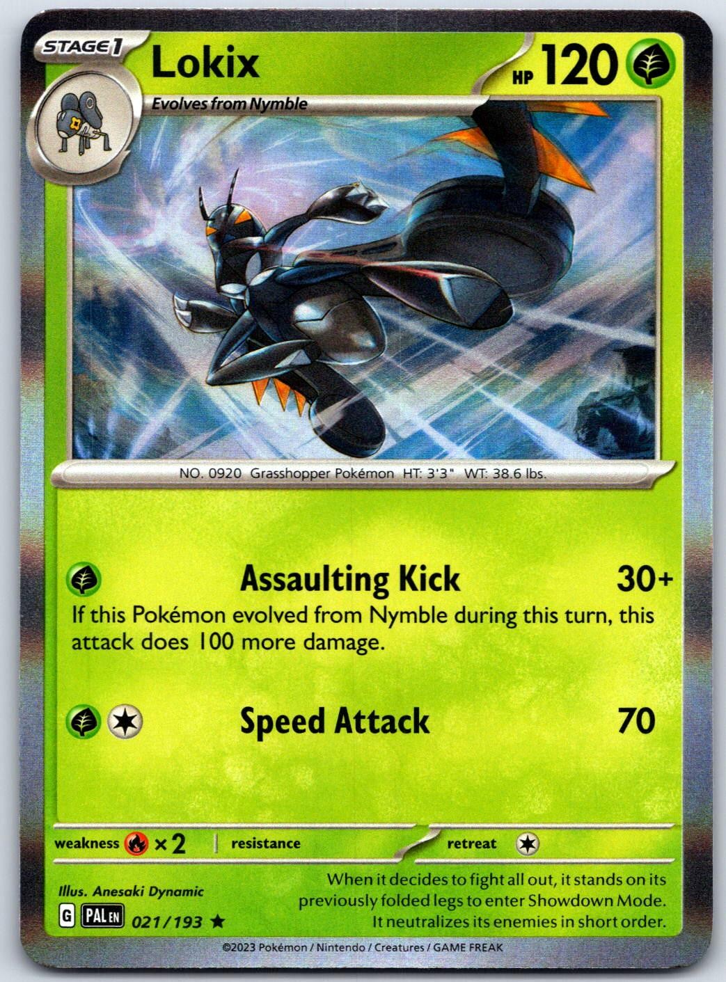 Lokix 021/193 Rare Paldea Evolved Pokemon Holo Near Mint