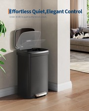 50L/13 Gallon Black Plastic Kitchen Trash Can Durable Step-On Kitchen Trash Can