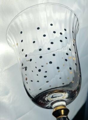 Gold Toned Polka Dot Wine Glass