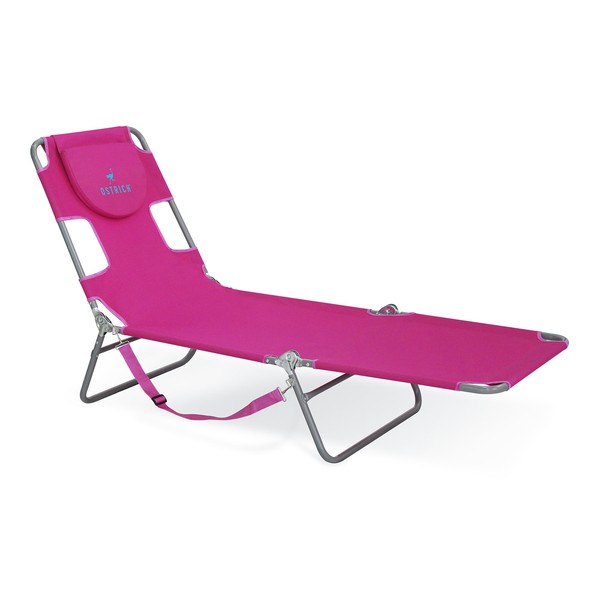 Chaise Lounge de avestruz, silla de bronceado de playa para acampar piscina, rosa (caja abierta)