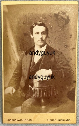 CDV BISHOP AUCKLAND HÜBSCHER JUNGER MANN SPECK & JOHNSON ANTIKES FOTO DAPPER