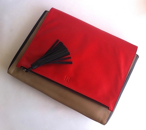 CAROLINA HERRERA MATROSCHKA weiche Leder QUASTE Laptop Clutch Tasche CH Handtasche Neu mit Etikett - Bild 11 von 12