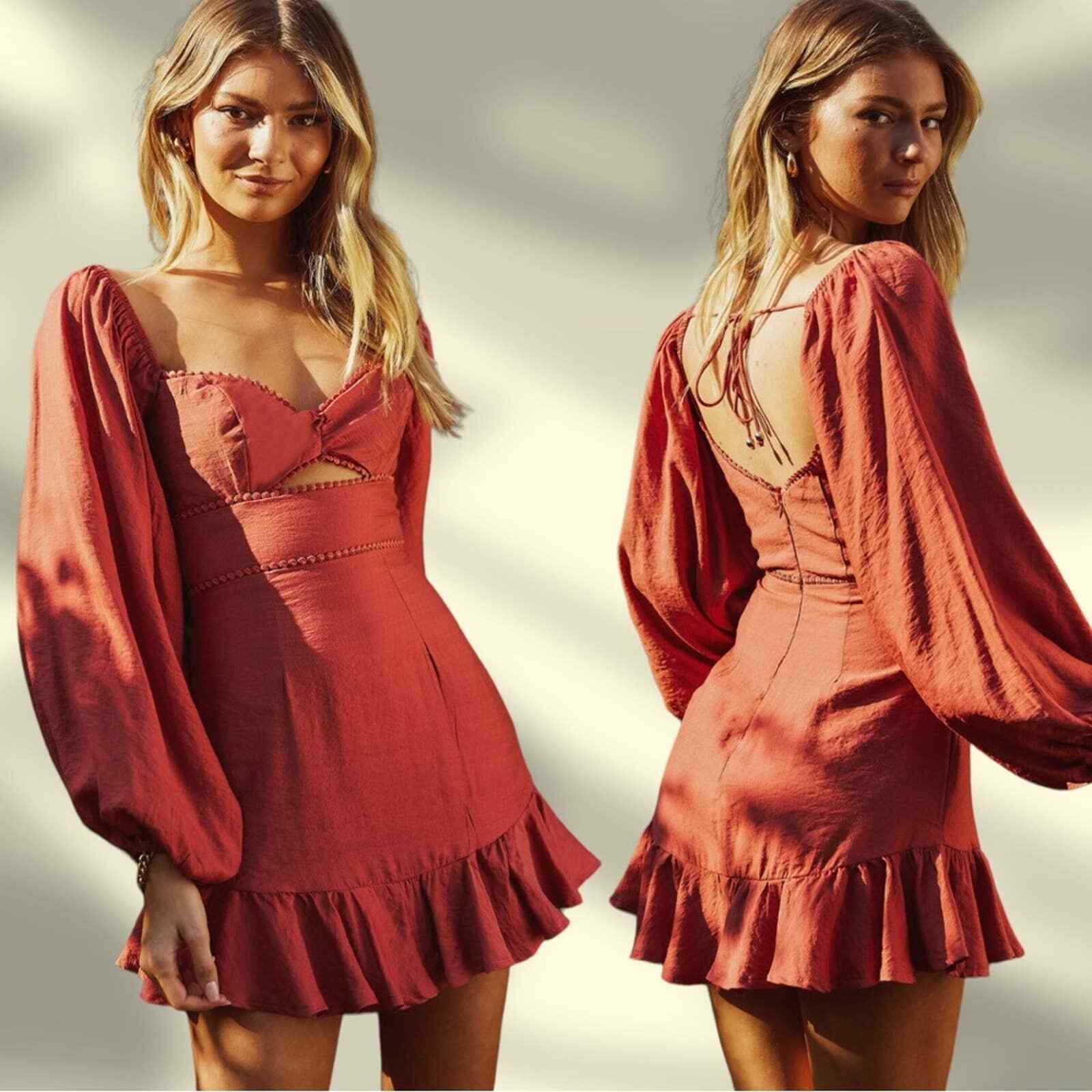 HELLO MOLLY Play Back Long Balloon Sleeves Mini Dress… Gem