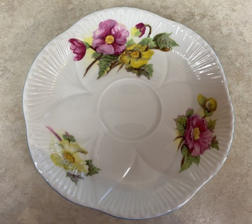 Shelley Bone China England Begonia Baby Blue Trim Teetasse und Untertasse Set - Bild 7 von 9
