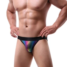 Zonbailon Men's Underwear Colorful Shiny Stretch Double Ding Hip Lift Thong