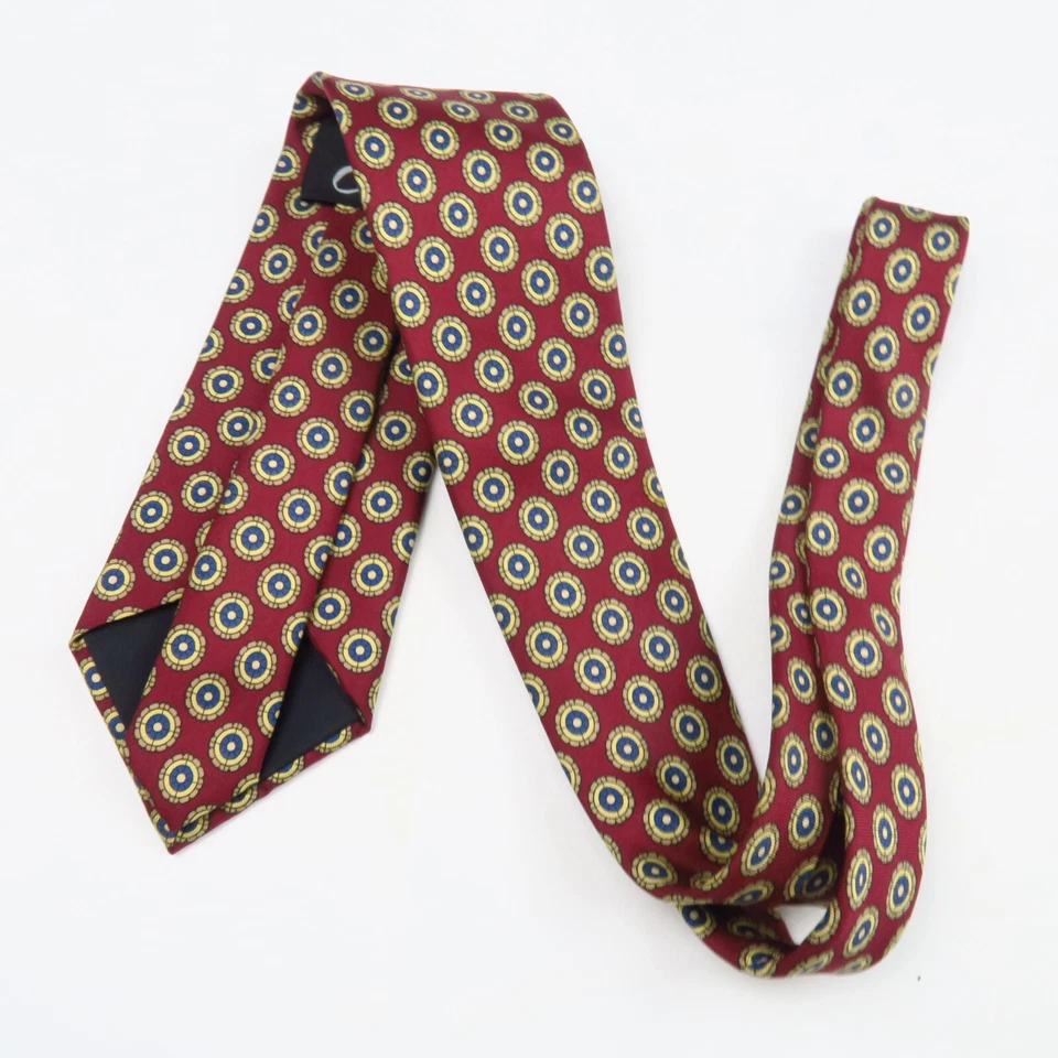 Corbata de cuello estrecha vintage Envoy rojo dorado azul patrón de foulard geométrico para hombre 56x3 Foto 4 de 4
