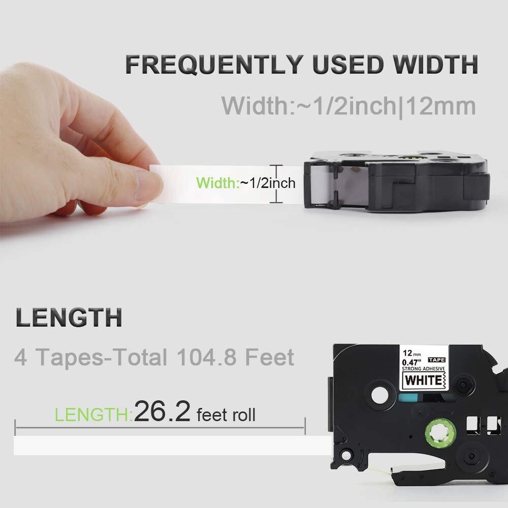 P-TOUCH TZE-131 TZE-TAPE 12MM ŞEFFAF ÜZERİNE SİYAH LAMİNASYONLU ETİKET