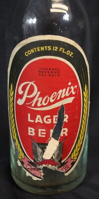 Vtg Phoenix Beer Bottle Bay City Michigan Lager 12oz Clear Paper Labels Old Bar