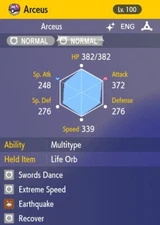 Pokemon Scarlet and Violet 6iv Shiny Max EV Arceus