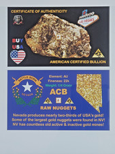 x10 Gold 1/4GRAIN RAW NEVADA NUGGET(S) Placer gold CERT 0F AUTHENTICITY ACB~ G