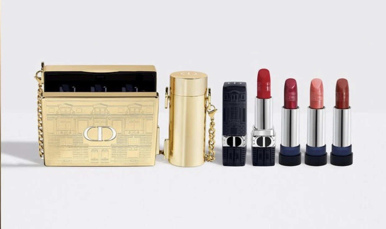 Sac à main DIOR ROUGE or Minaudière pochette sac à main soirée rouge à lèvres vacances neuf