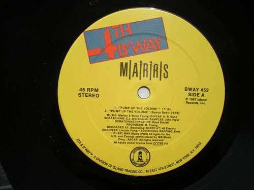 Pump Up The Volume 12" by M|A|R|R|S (MARRS) vinyl 1987 NM BWAY452 - Picture 3 of 4