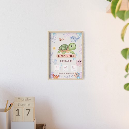 Poster Nascita Personalizzato - Animali Marini Sogno - Foto 13 di 13