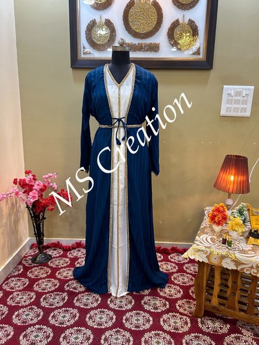 SALE! Dark-Turquoise & White kaftan African Attire Bridesmaid Wedding Dress 516 - Picture 2 of 6
