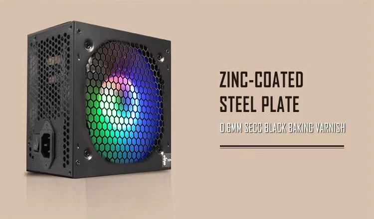 Aigo AK 700W PC PSU Power Supply EU Plug Black Gaming 120mm RGB Fan 24pin 12V - Image 2 of 3